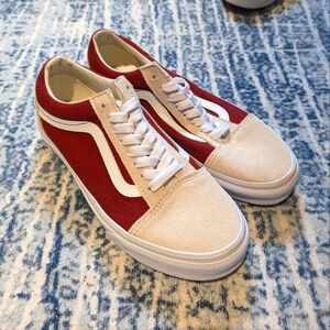 Cream and Red Classic Old-Skool Vans